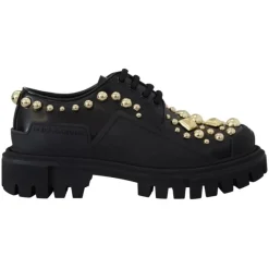 Snøresko<Dolce & Gabbana Poleret kalveskinds Trekking Derby Sort