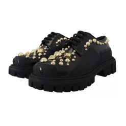 Snøresko<Dolce & Gabbana Poleret kalveskinds Trekking Derby Sort