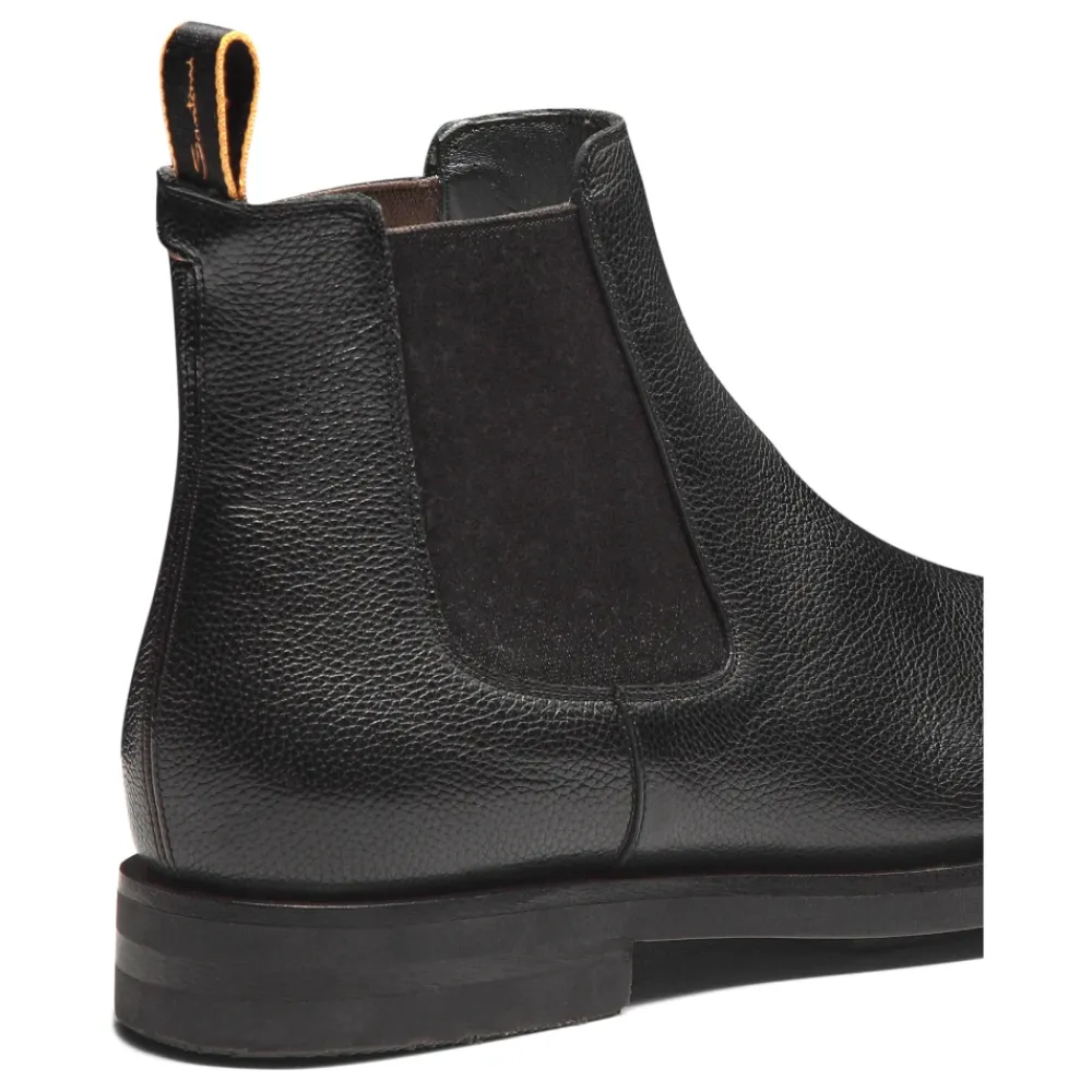 Chelsea Boots|Støvler^Santoni Poleret Læder Chelsea Støvle Sort