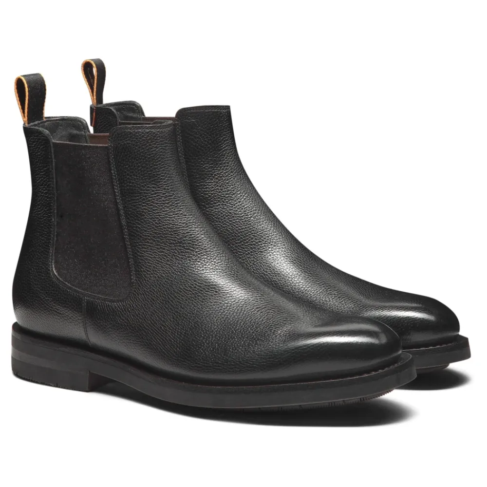 Chelsea Boots|Støvler^Santoni Poleret Læder Chelsea Støvle Sort