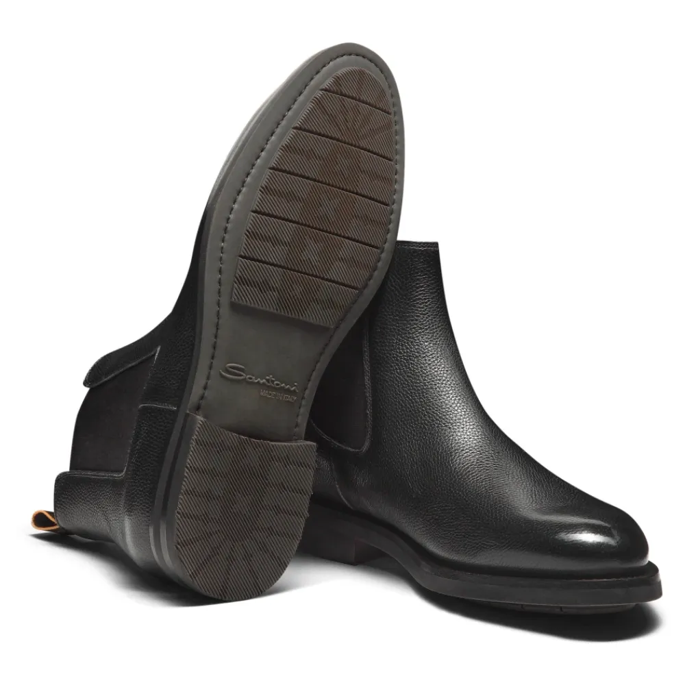 Chelsea Boots|Støvler^Santoni Poleret Læder Chelsea Støvle Sort