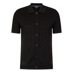 Strik^Joop! Polo-stil skjorte med strikmønster Sort