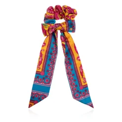 Hår Tilbehør<Versace Printed Twill Scarf Tie Scrunchie Multifarvet