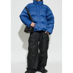 Jakker<Balenciaga Puffer Jakke Med Ståkrave Blå