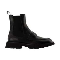Chelsea Boots|Støvler<Alexander McQueen Punk Ankelstøvler - /Hvid Læder Sort