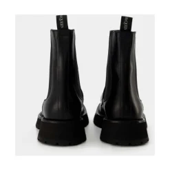 Chelsea Boots|Støvler<Alexander McQueen Punk Ankelstøvler - /Hvid Læder Sort