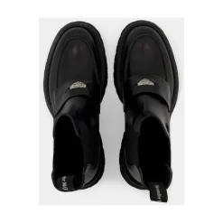 Chelsea Boots|Støvler<Alexander McQueen Punk Ankelstøvler - /Hvid Læder Sort