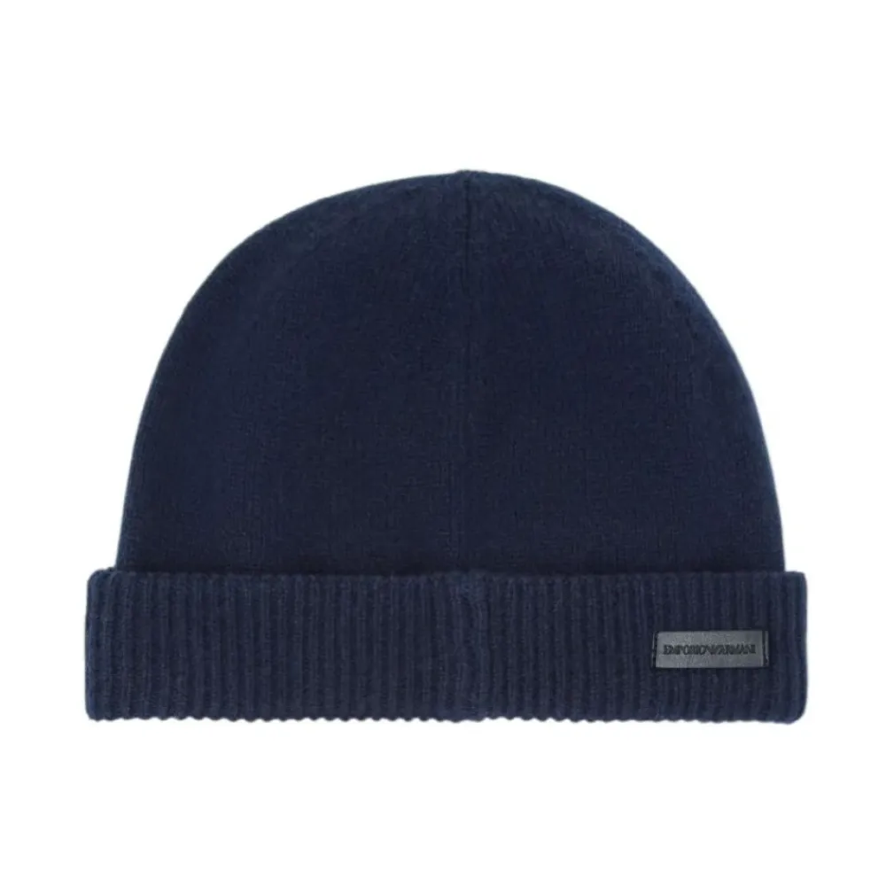 Huer, Kasketter & Hatte|Huer & Kasketter<Emporio Armani Pure Cashmere Beanie Blå