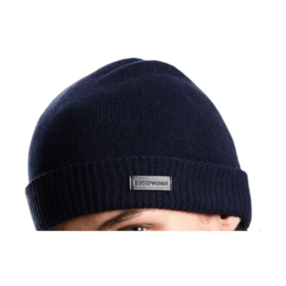 Huer, Kasketter & Hatte|Huer & Kasketter<Emporio Armani Pure Cashmere Beanie Blå