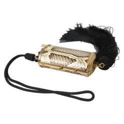 Tilbehør Til Tasker^Dolce & Gabbana Python Læder Mini Spejl Tassel Taske Beige