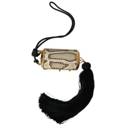 Tilbehør Til Tasker^Dolce & Gabbana Python Læder Mini Spejl Tassel Taske Beige