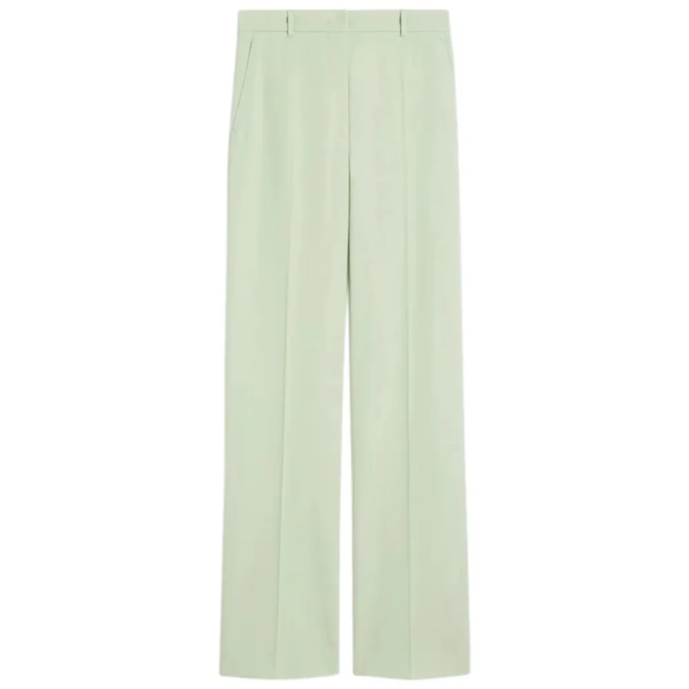 Bukser^Max Mara Studio Quasar Wool Crepe Trousers Grøn
