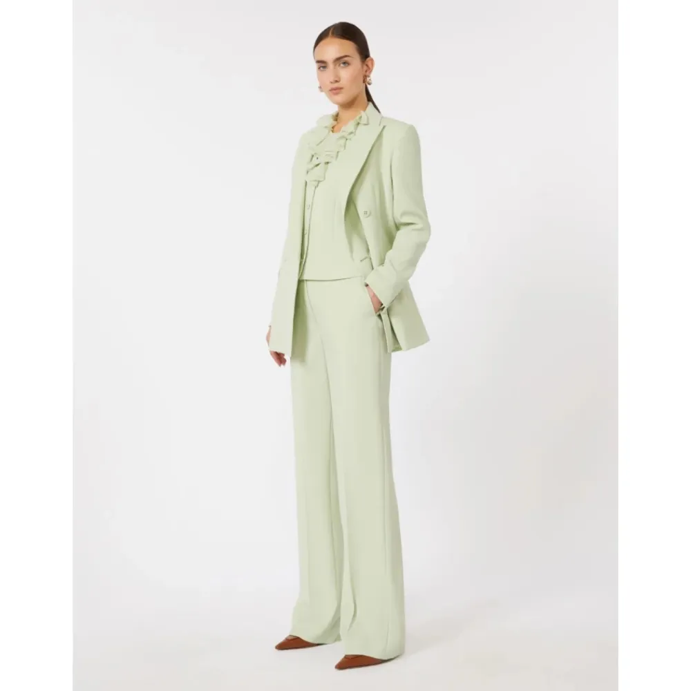 Bukser^Max Mara Studio Quasar Wool Crepe Trousers Grøn