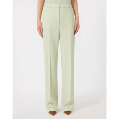 Bukser^Max Mara Studio Quasar Wool Crepe Trousers Grøn