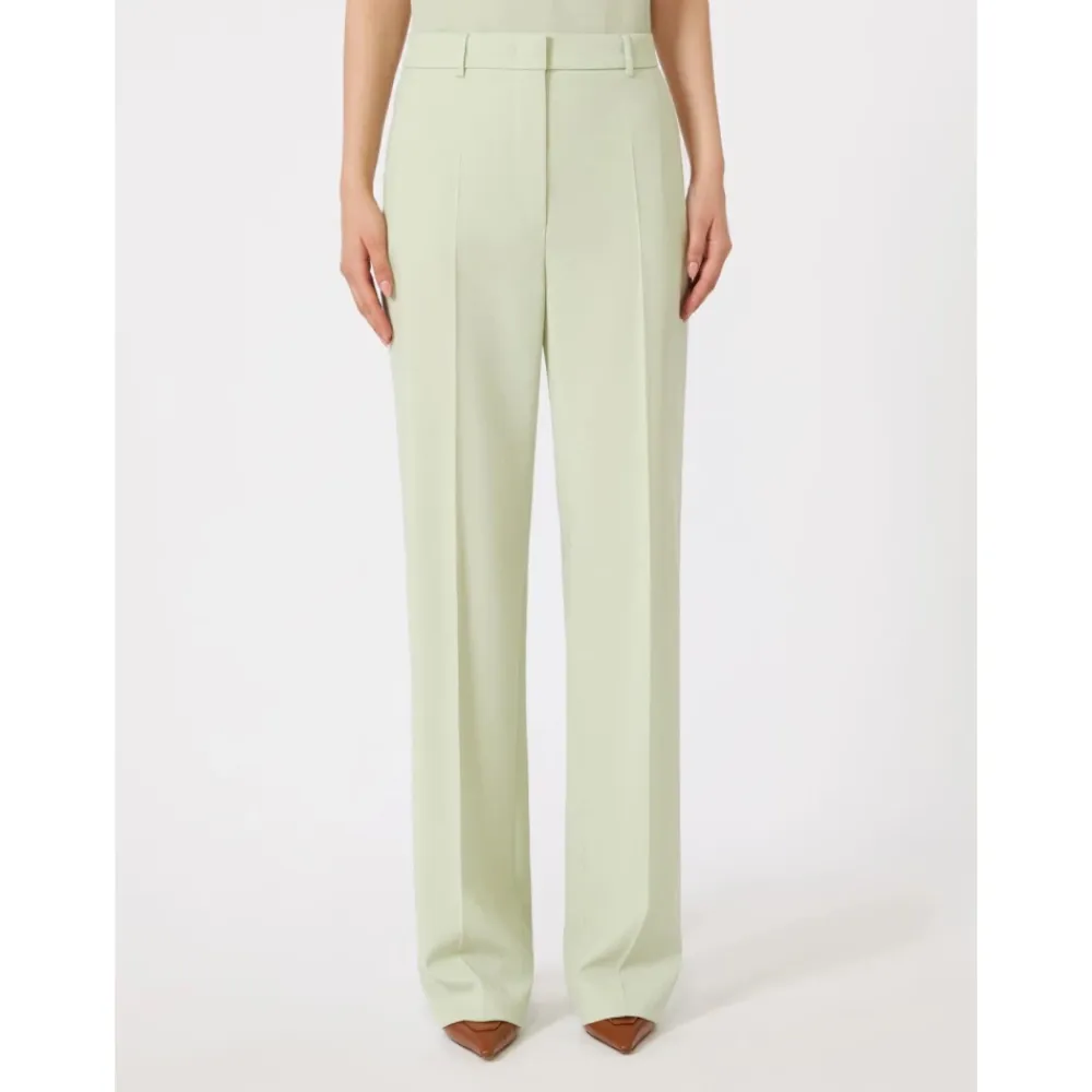 Bukser^Max Mara Studio Quasar Wool Crepe Trousers Grøn