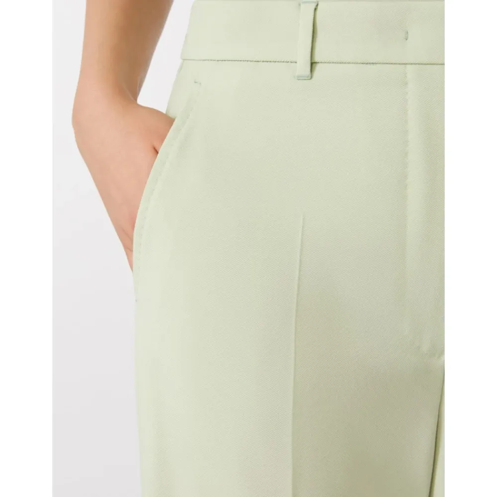 Bukser^Max Mara Studio Quasar Wool Crepe Trousers Grøn