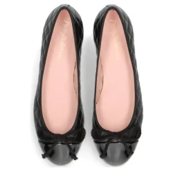 Ballerina Sko^Pretty Ballerinas Quiltet læderballerina med 2,5 cm hæl Sort