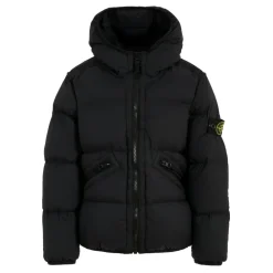 Jakker^Stone Island Quiltet Dunjakke med Hætte Sort
