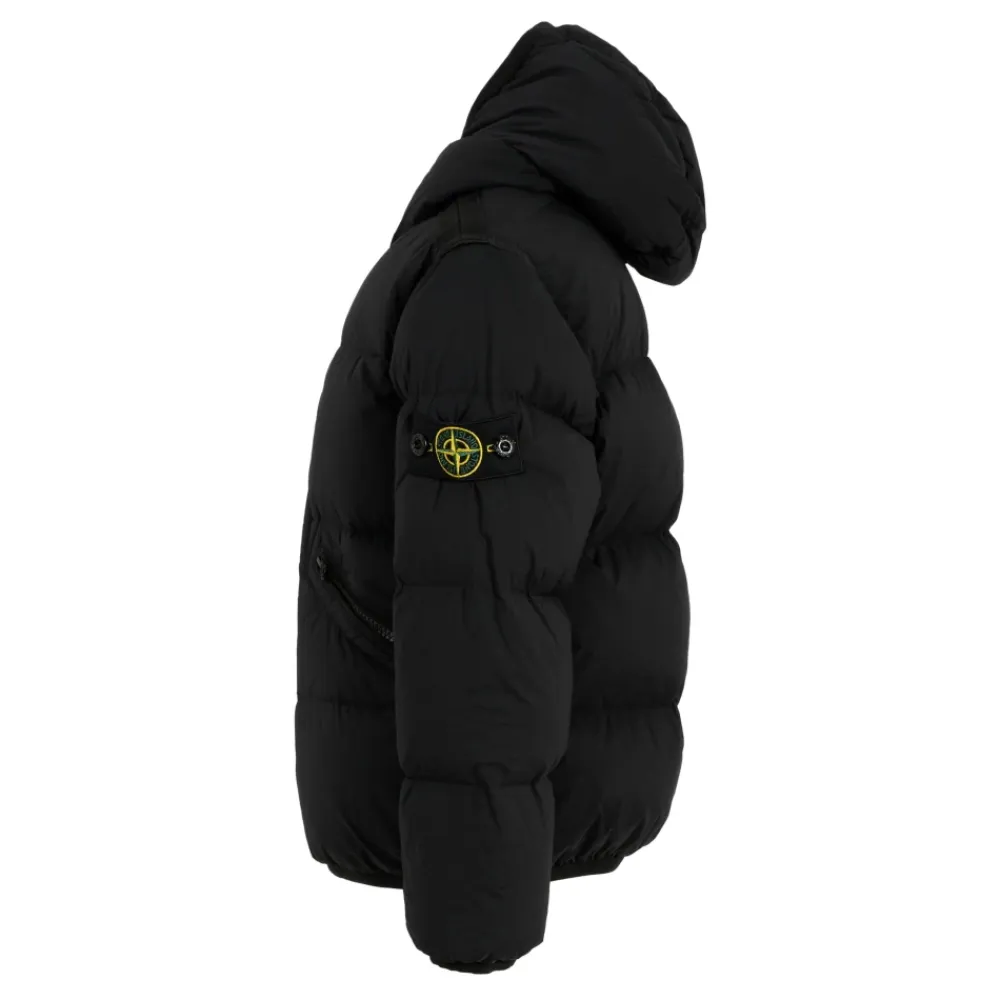 Jakker^Stone Island Quiltet Dunjakke med Hætte Sort