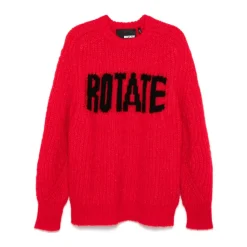 Striktrøjer & Sweatere^ROTATE Birger Christensen Intarsia-Strik Trøje med Logo Rød