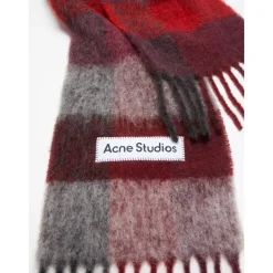 Halstørklæder Og Tørklæder<Acne Studios Rød/sort Vally Tørklæde Multifarvet