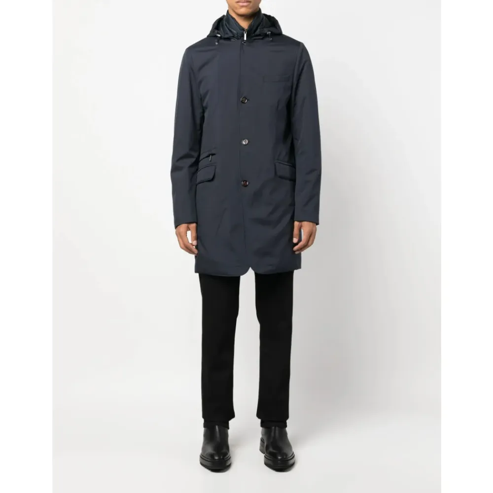 Frakker^Moorer Redon-Skt Hooded Coat Blå