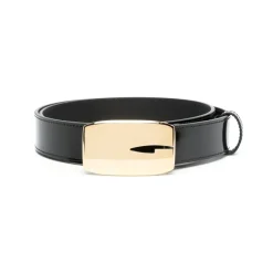 Bælter<Gucci Rektangulært G Spænde Læderbælte Sort