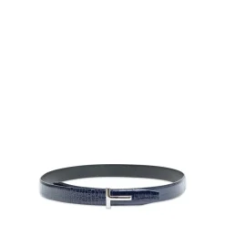 Bælter<Tom Ford Reversibelt læderbælte med krokodilleprægning Blå