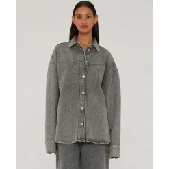 Bluser & Skjorter<ROTATE Birger Christensen Rhinestone Denim Skjorte Grå