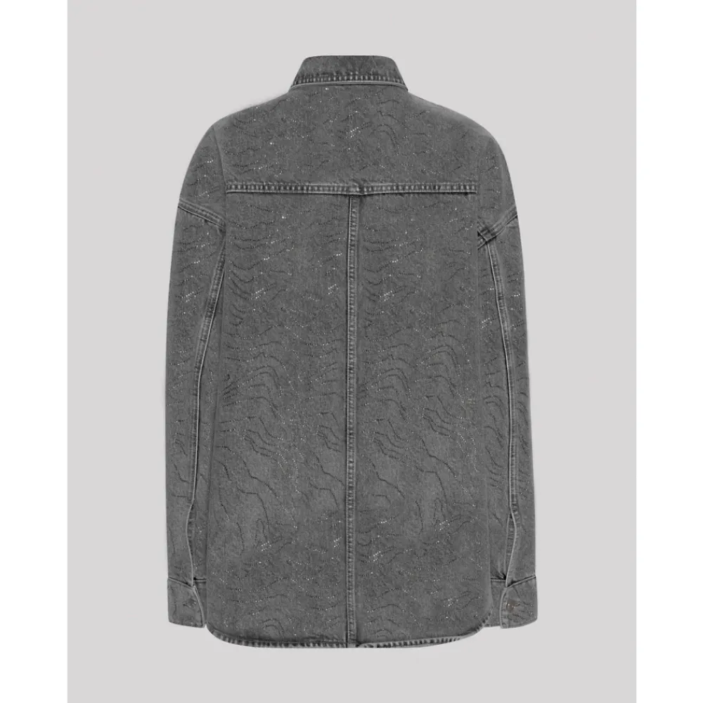 Bluser & Skjorter<ROTATE Birger Christensen Rhinestone Denim Skjorte Grå