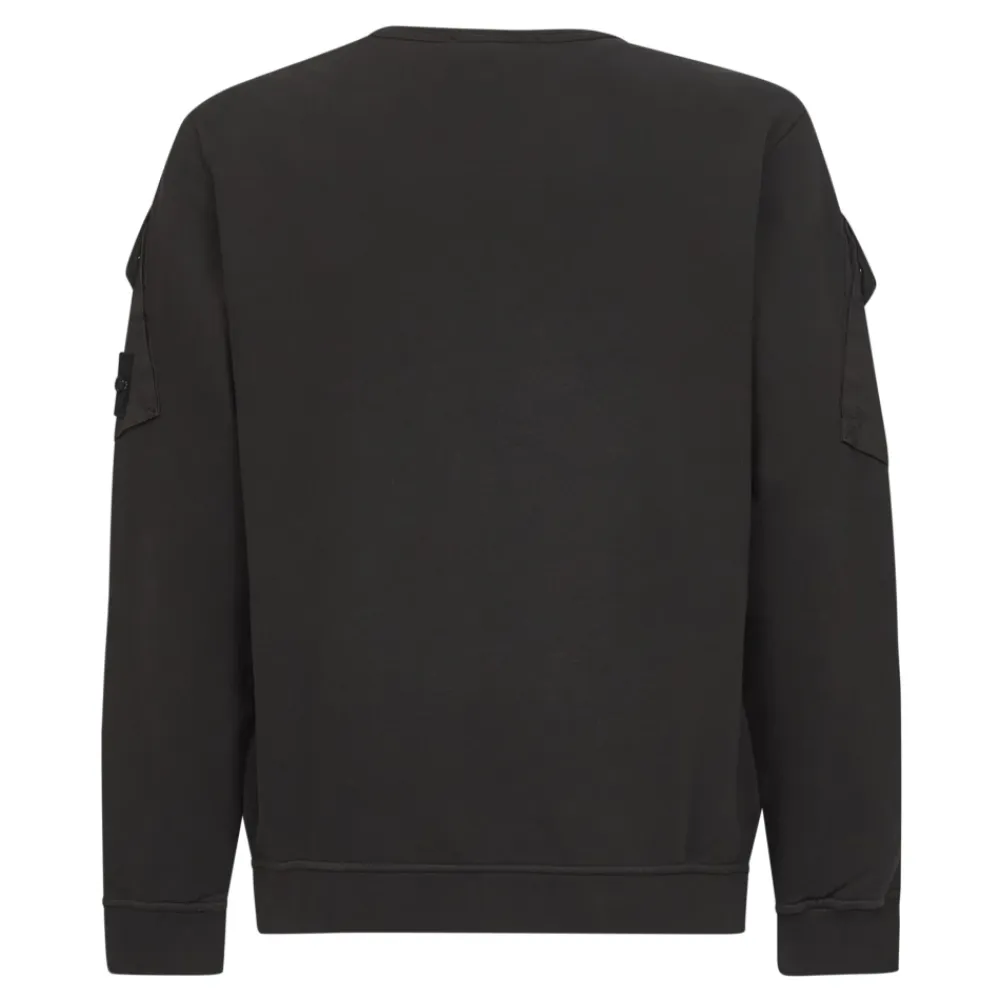 Trøjer|Sweatshirts<Stone Island Ribbed Crewneck Sweaters med Lommer Grå