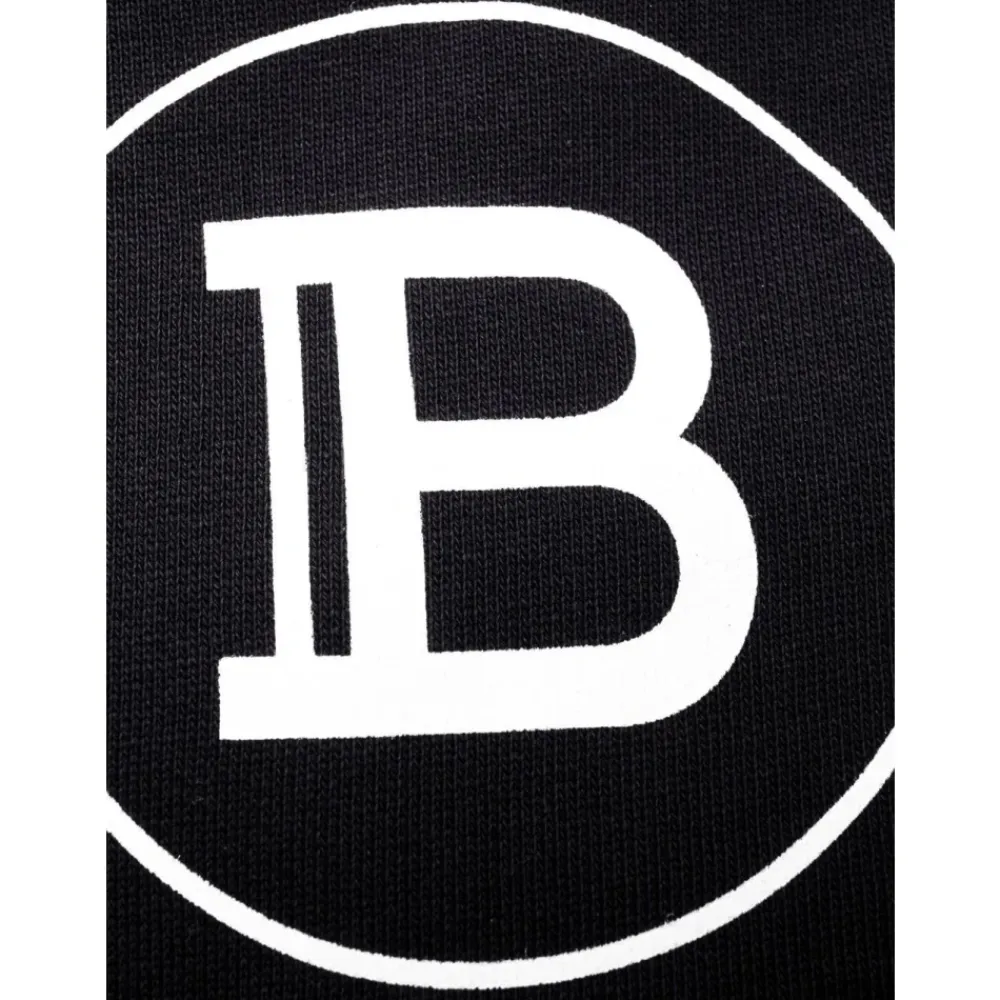 Bukser^Balmain Ribbed Sweatpants med Print Sort