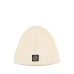 Huer & Kasketter^Stone Island Ribbed Wool Cashmere Beanie Beige