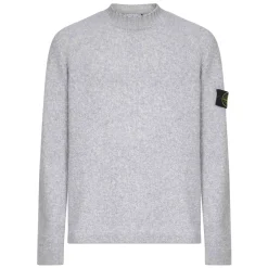 Strik^Stone Island Ribbet Crewneck Sweater i Grå
