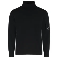 Strik<C.P. Company Ribstrik turtleneck sweater Sort
