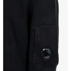 Strik^C.P. Company Ribstrikket Crew Neck Sweater Sort