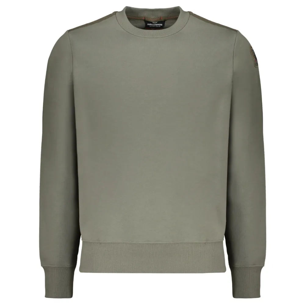 Trøjer|Sweatshirts<Parajumpers Ribstrikket sweatshirt med rund hals og logomærke Grøn