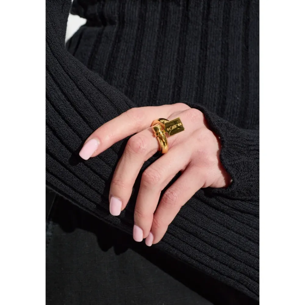 Smykker^Balenciaga Ring med indgraveret logo Gul