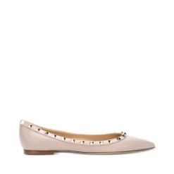 Ballerina Sko<Valentino Garavani Rockstud Læder Ballerinaer Pink