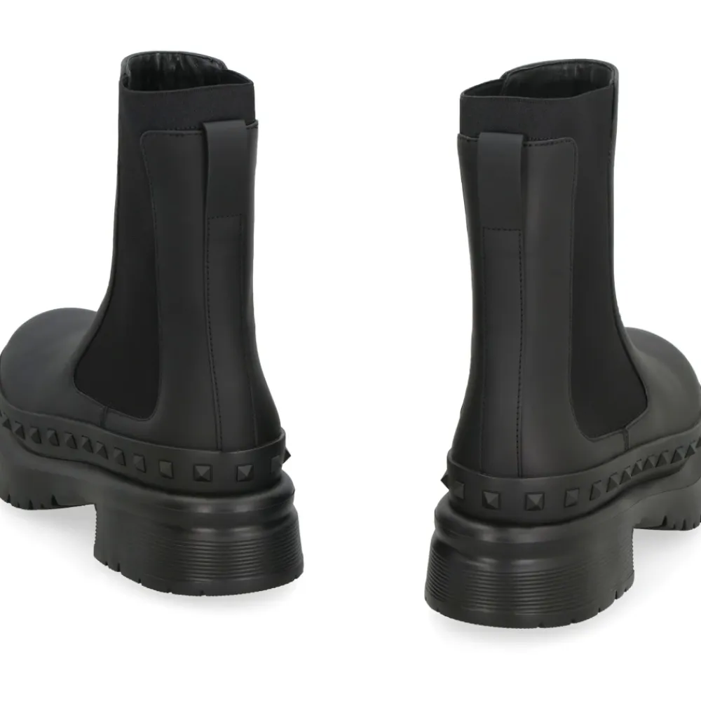 Chelsea Boots^Valentino Garavani Rockstud M-Way Leather Chelsea Boots Sort