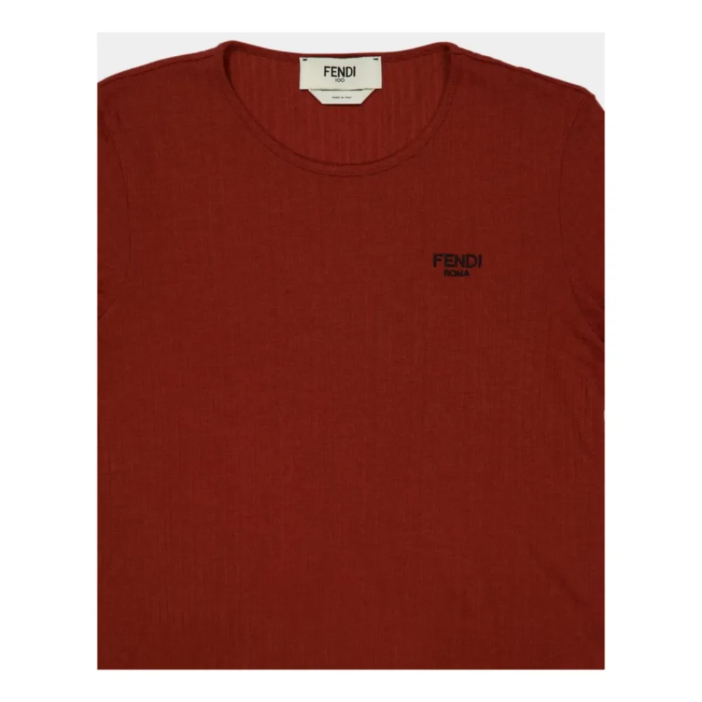 T-Shirts<Fendi Roma Rib T-Shirt Rød
