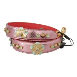 Tilbehør Til Tasker^Dolce & Gabbana Rosa Læder Studded Skulderrem Pink