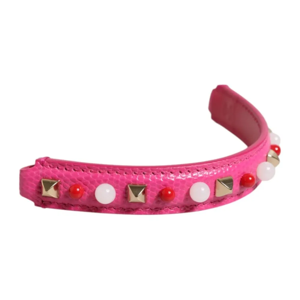 Tilbehør Til Tasker<Dolce & Gabbana Rosa Smykket Læder Taskehåndtag Strop Pink