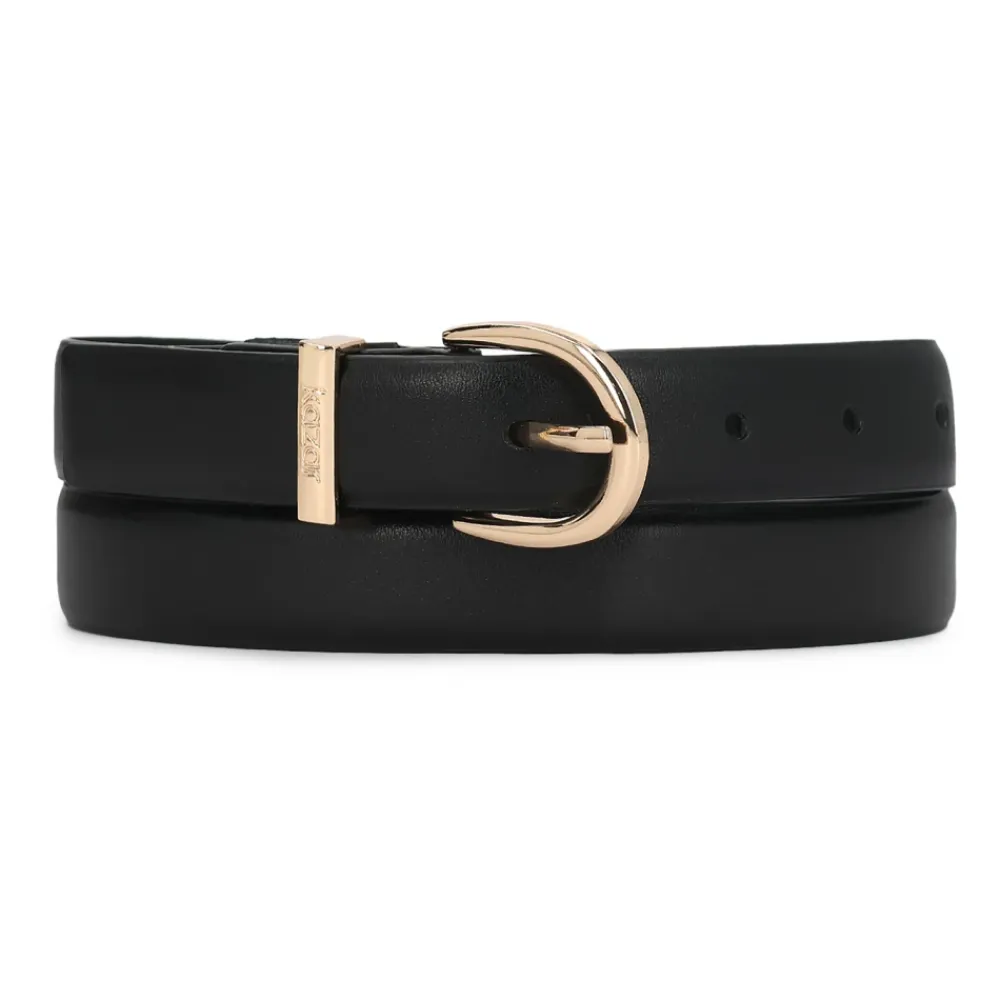 Bælter^Kazar Rounded Buckle Leather Belt Sort
