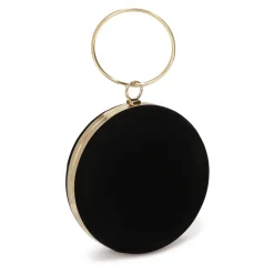 Clutch^Kazar Rund håndtaske med ring til hånd Sort