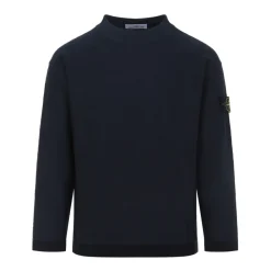 Strik<Stone Island Rundhalset strik Blå