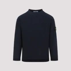 Strik<Stone Island Rundhalset strik Blå
