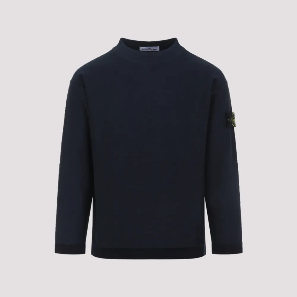 Strik<Stone Island Rundhalset strik Blå