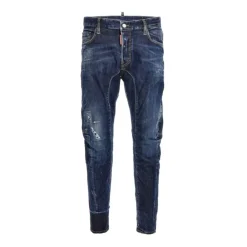 Jeans^Dsquared2 Ryddig Biker Jeans med Brugt Effekt Blå