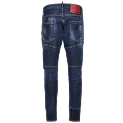 Jeans^Dsquared2 Ryddig Biker Jeans med Brugt Effekt Blå